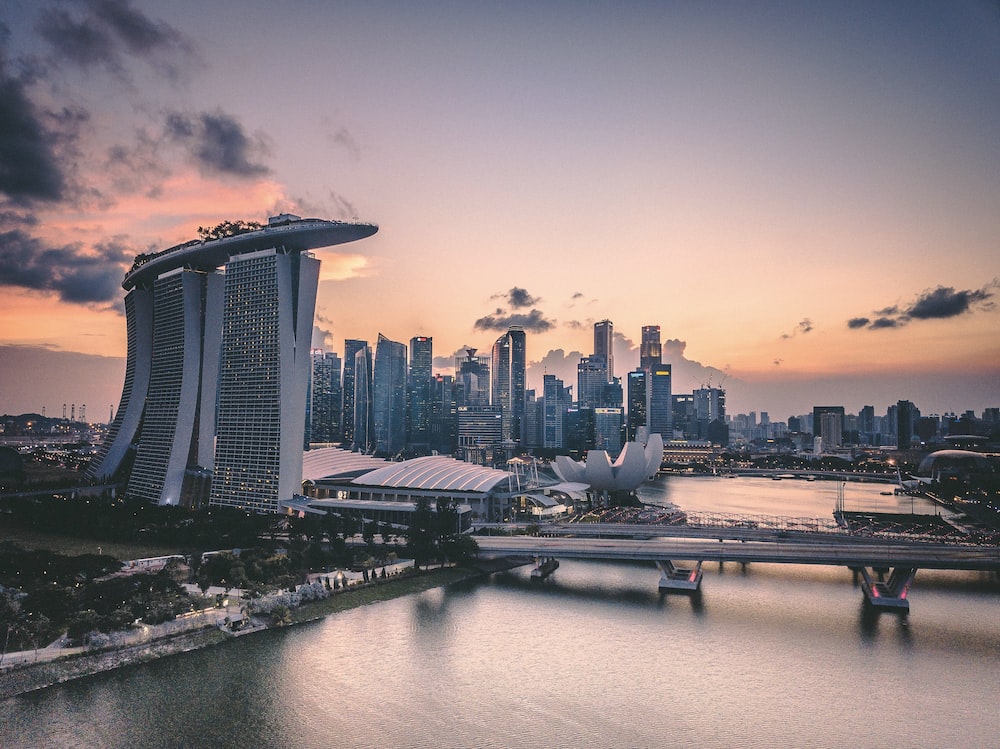 marina bay sands sunset at singapore